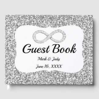 Libro de visitas del Boda de Silver Purpurina Diam