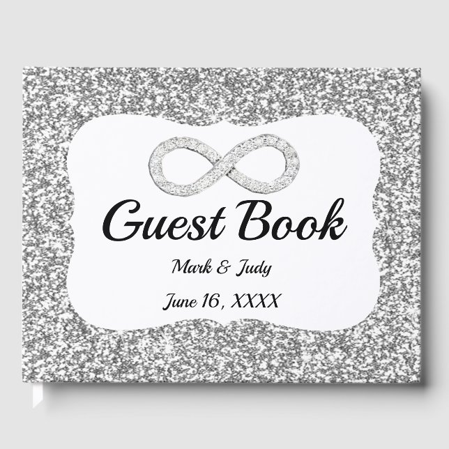 Libro de visitas del Boda de Silver Purpurina Diam (Anverso)
