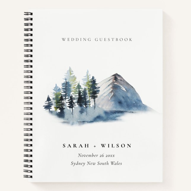 Libro de visitas del Boda Green Blue Pine Woods Mo (Anverso)