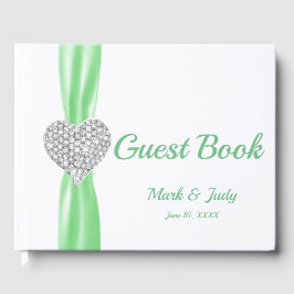 Libro de visitas del Boda Green Diamond Heart
