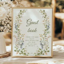 Libro de visitas del Boda Green Elegent Wildflower