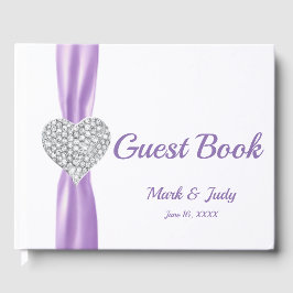 Libro de visitas del Boda Purple Diamond Heart