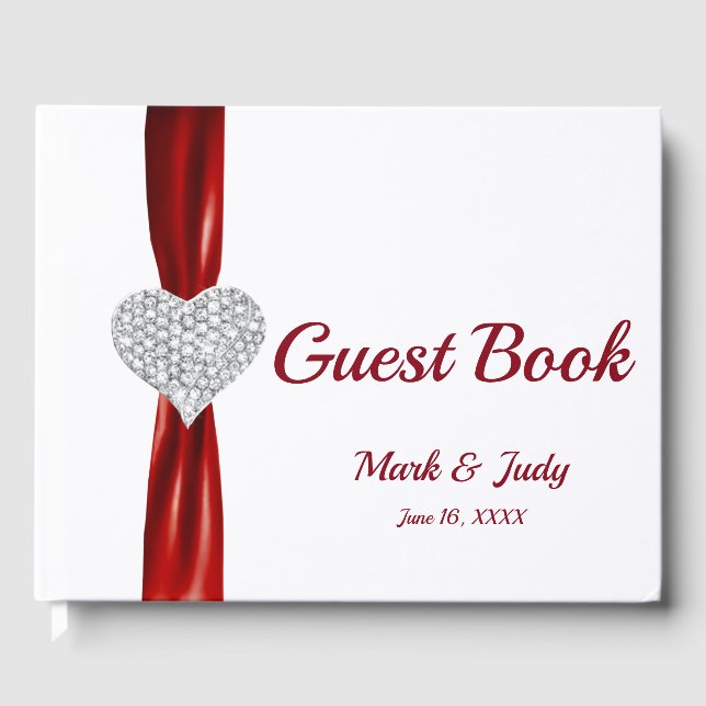 Libro de visitas del Boda Red Diamond Heart (Anverso)