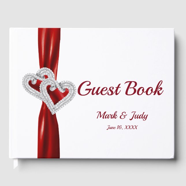Libro de visitas del Boda Red Diamond Hearts (Anverso)