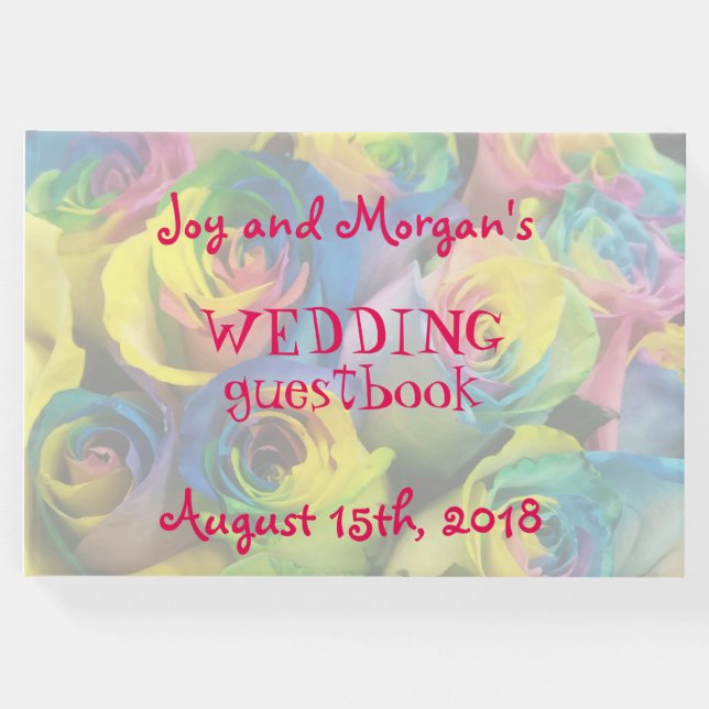 Libro de visitas del Boda Rosas arcoiris (Anverso)