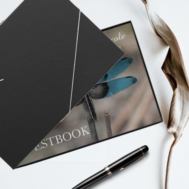 Libro de visitas del Boda Rustic Blue Dragonfly (Guests will love leaving their thought on your wedding day)