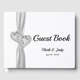 Libro de visitas del Boda White Diamond Hearts