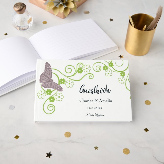 Libro de visitas del Día de la Boda Floral de Mari (Anverso Abierto)