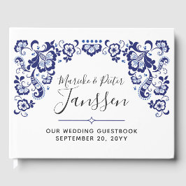 Libro De Visitas Delfts Blauw | Boda Holandés Azul Delft Keepsake