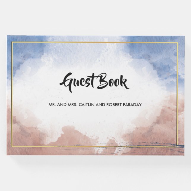 Libro De Visitas Delicada acuarela aludida a las olas (Anverso)