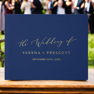 Libro De Visitas Delicado Boda del Monograma Azul de la Marina de R