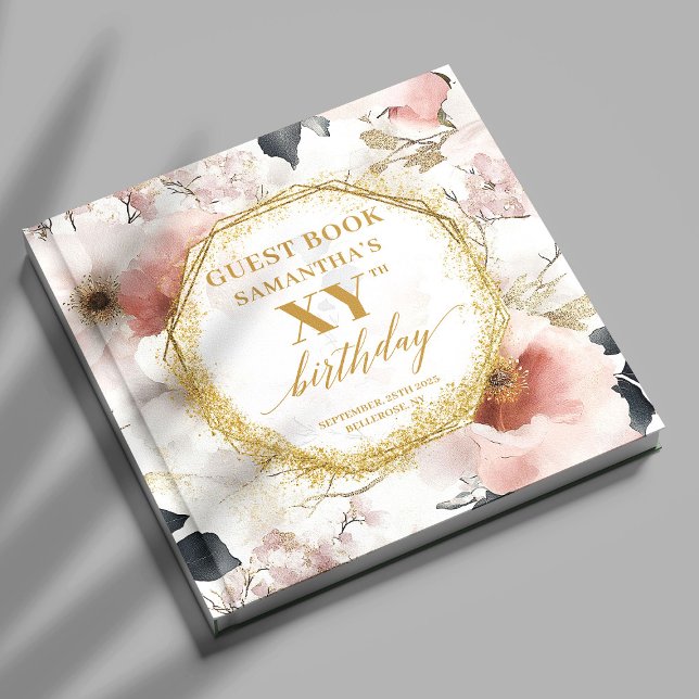 Libro De Visitas Delighty Dusty Pink Gold Guest Book todo el cumple (Delightful Dusty Pink Gold All Birthday Guest Book)
