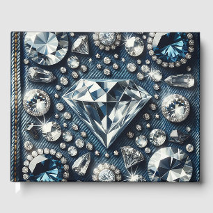Libro De Visitas Denim y Diamantes Brillante Piedras Preciosas Joya