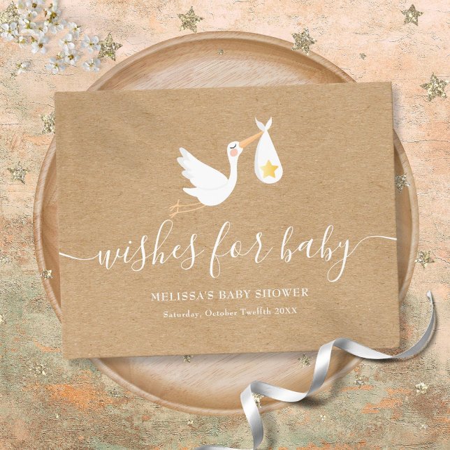 Libro De Visitas Deseos De Baby Rustic Stork Star Baby Shower (Wishes For Baby Rustic Stork Star Baby Shower Guest Book)