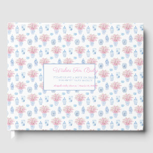 Libro De Visitas Deseos De Baby Shower De Color Blanco Azul Jar Chi