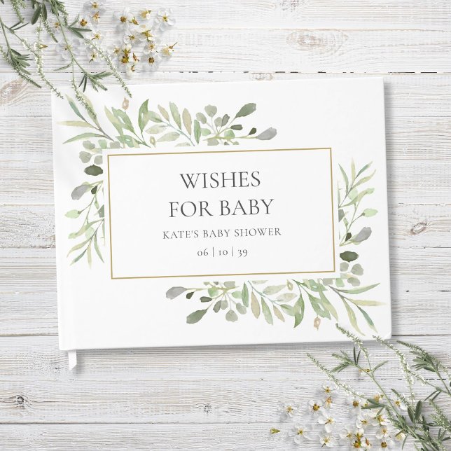 Libro De Visitas Deseos para Baby Watercolour Greenery Gold Shower (Wishes for Baby Watercolour Greenery Gold Shower Guest Book)