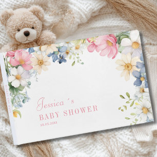 Libro De Visitas ¡Deseos para el bebé! Flor silvestre, Baby Shower