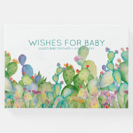 Libro De Visitas Deseos para el bebé | Watercolor Cactus Baby Showe