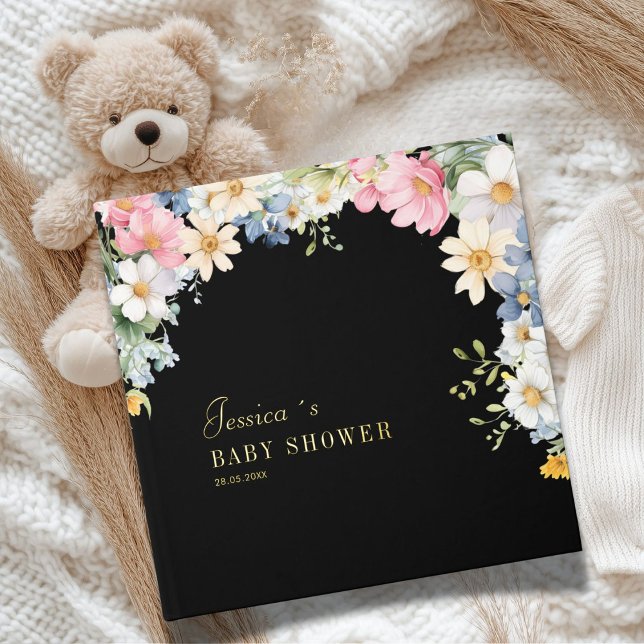 Libro De Visitas Deseos para el bebé! Wildflower, Fiesta de Bebé (Wishes for Baby! Wildflower, Custom Baby Shower Foil Guest Book.)