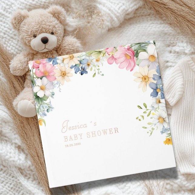 Libro De Visitas Deseos para el bebé! Wildflower, Fiesta de Bebé (Wishes for Baby! Wildflower, Custom Baby Shower Foil Guest Book.)