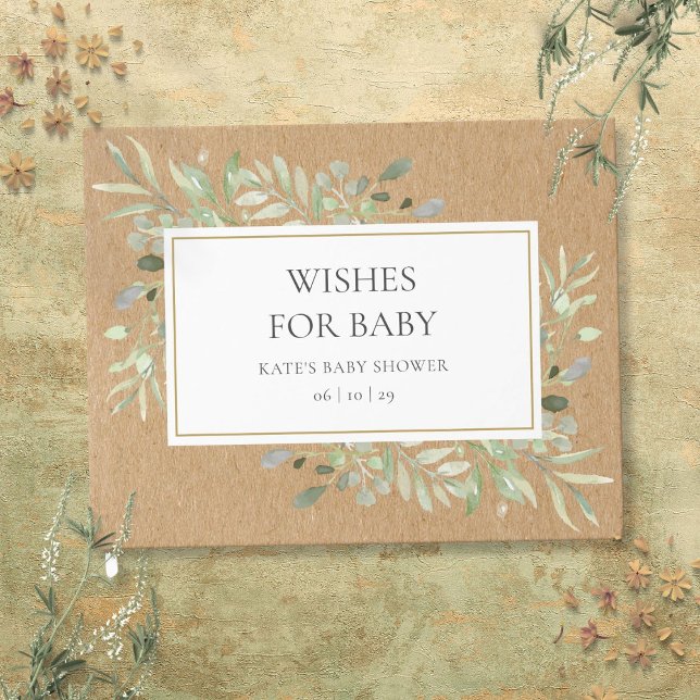 Libro De Visitas Deseos Rústicos para la Ducha de Acuarela de Veget (Rustic Wishes for Baby Greenery Watercolor Shower Guest Book)