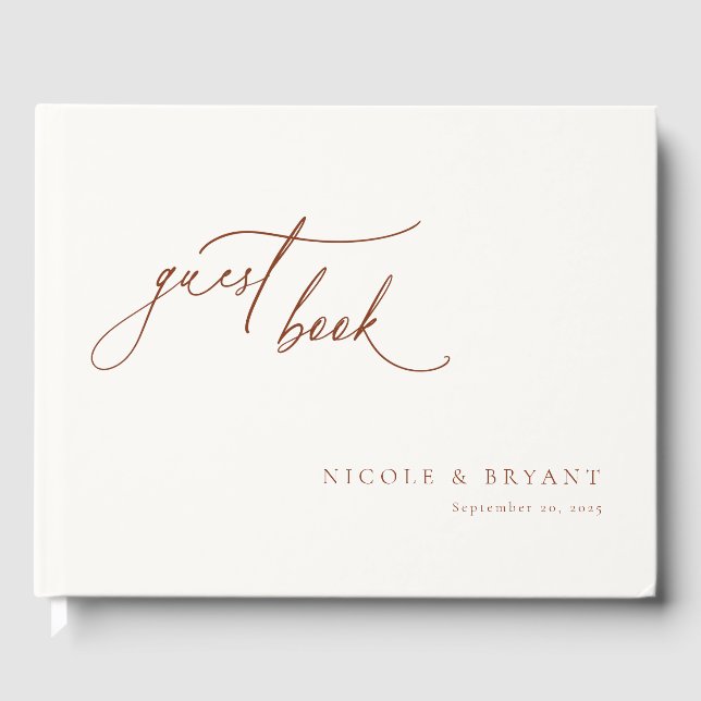 Libro De Visitas Desert Sienna Boda Minimalista moderna (Anverso)