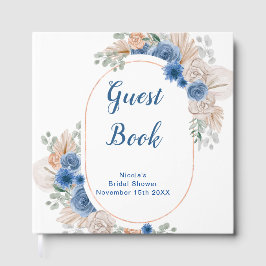Libro De Visitas Despedida de soltera Blue Boho hierba de Pampas