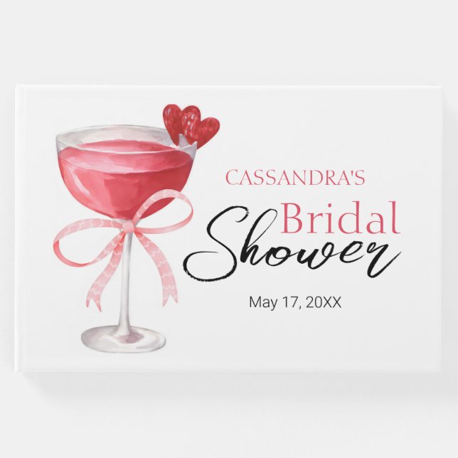 Libro De Visitas Despedida de soltera con bebida de cóctel moderno  (Anverso)