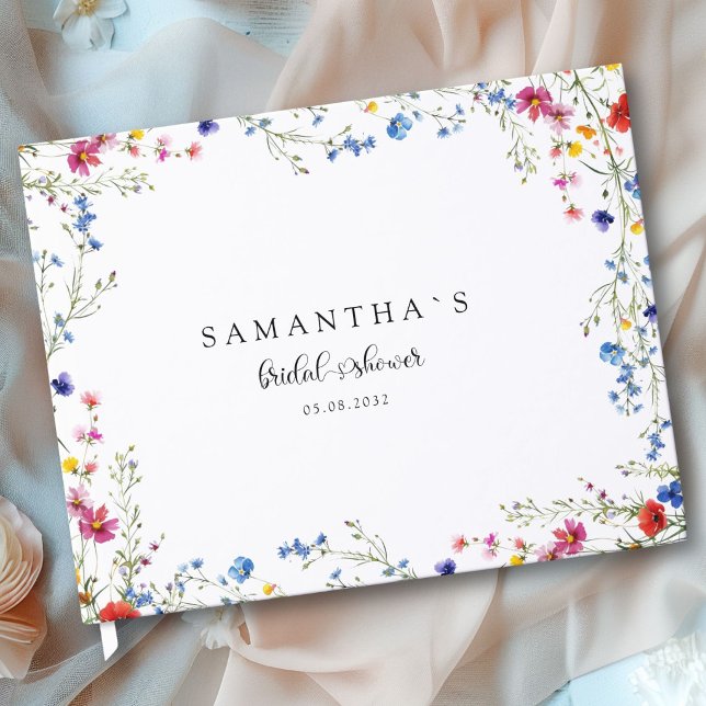 Libro De Visitas Despedida de soltera de flores silvestres modernas (Modern Wildflower Bridal Shower Guest Book)