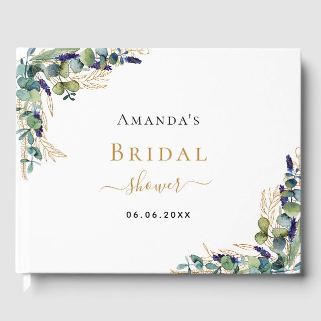 Libro De Visitas Despedida de soltera eucalipto verde lavanda (Anverso)