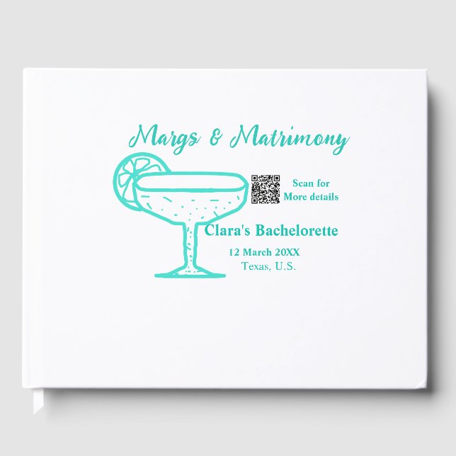 Libro De Visitas Despedida de soltera Turquoise Margs & Matrimony (Anverso)