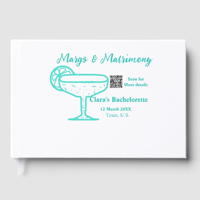 Libro De Visitas Despedida de soltera Turquoise Margs & Matrimony  (Anverso)