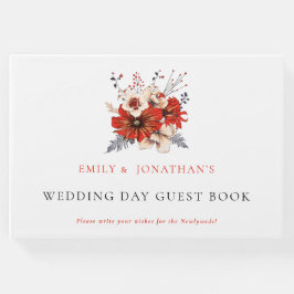 Libro De Visitas Día de la Foliage de Florals de Crema Roja Moderna