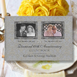 Libro De Visitas Diamante de aniversario foto Silver 2 ornamentado