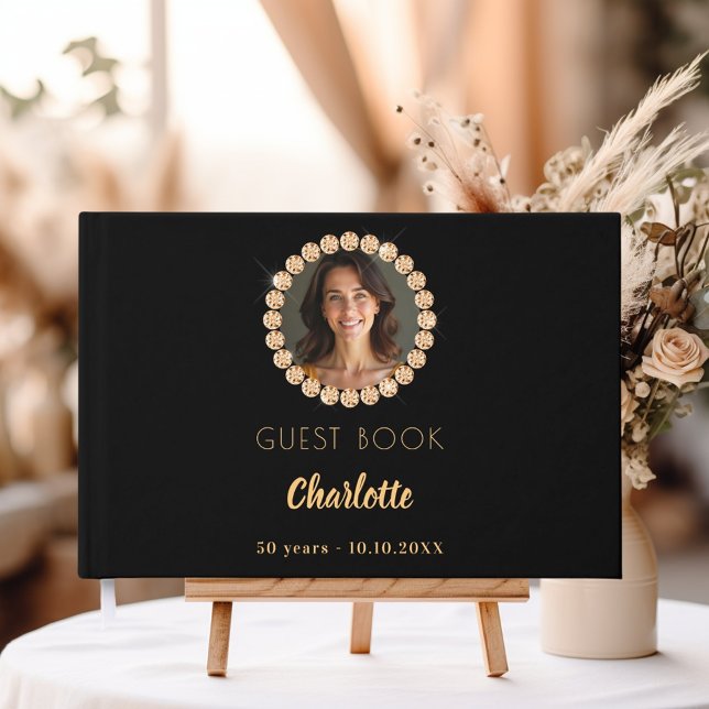 Libro De Visitas diamantes de fotos de oro negro de cumpleaños (Subido por el creador)