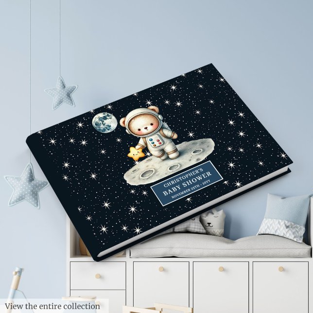 Libro De Visitas Diario de invitados Baby Shower de Astronauta de T (Teddy Bear Astronaut Boy Baby Shower Guest Journal)