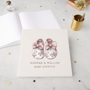 Libro De Visitas Diario Personalizado de Bebé Toile Rosado