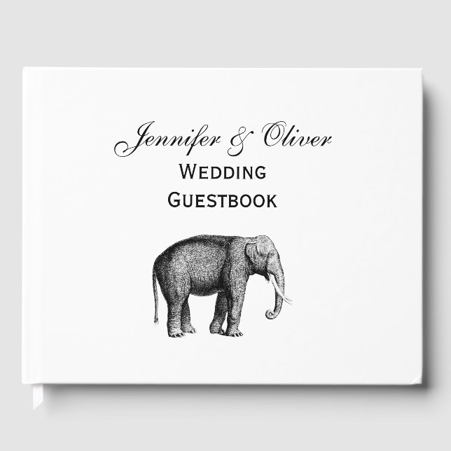 Libro De Visitas Dibujo Antiguo de Elefante (Anverso)