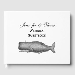 Libro De Visitas Dibujo de ballena vintage del siglo XIX