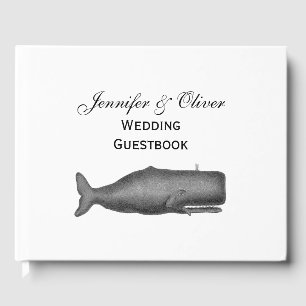 Libro De Visitas Dibujo de ballena vintage del siglo XIX N