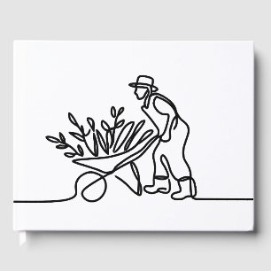 Libro De Visitas dibujo de línea de un agricultor o jardinero