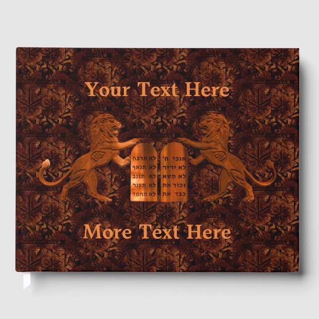 Libro De Visitas Diez mandamientos y leones (Anverso)