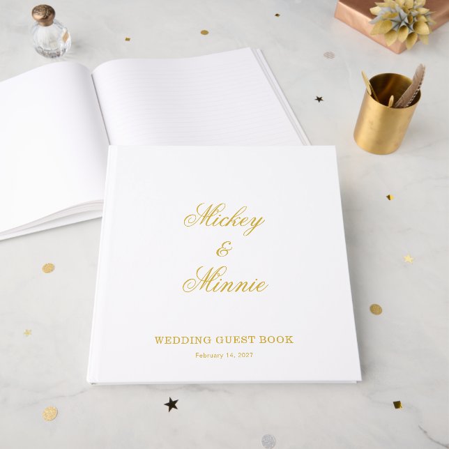 Libro De Visitas Diseño de recuerdo de boda de letra elegante y con (Anverso Abierto)