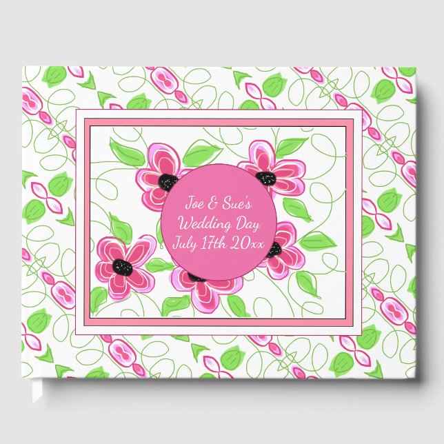 Libro De Visitas Diseño Floral rosa (Anverso)