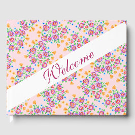 Libro De Visitas Diseño floral rosa