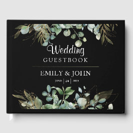 Libro De Visitas Diseño moderno de la hoja de oro del Eucalyptus Bo