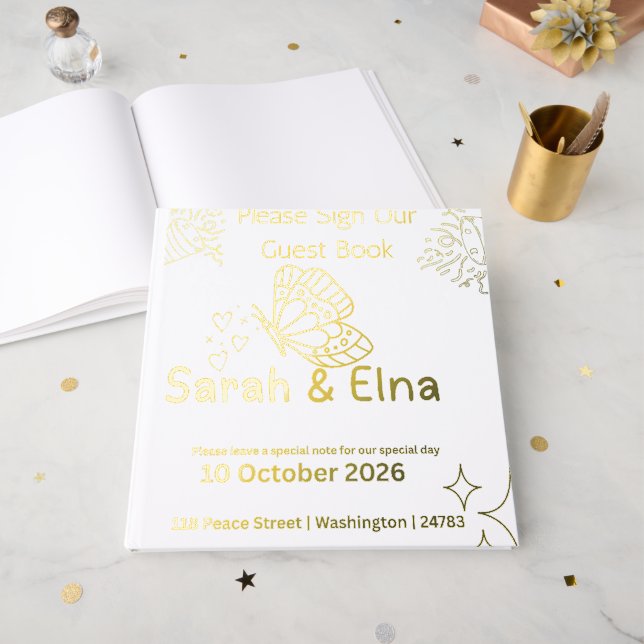 Libro De Visitas Doble Celebración de Cumpleaños  (Anverso Abierto)
