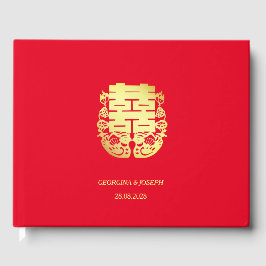 Libro De Visitas Doble felicidad y Boda chino mandarín