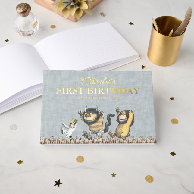 Libro De Visitas Donde las Cosas Salvajes Están Cumpleaños Primero (Anverso Abierto)