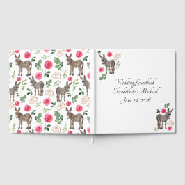 Libro De Visitas Donkey Pink Floral Rustic Wedding